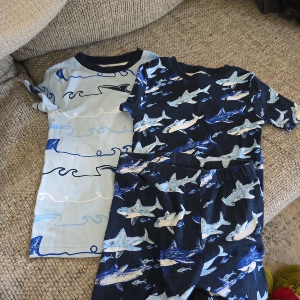 Shark Print Kids Pajama Set - Blue and Navy